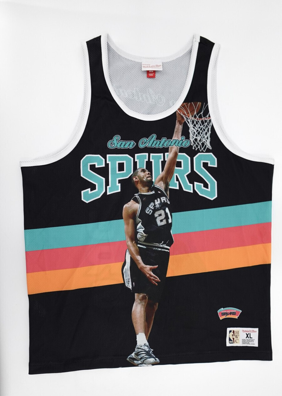 San Antonio Spurs Jersey Mens XL Mitchell & Ness NBA Basketball Tim Duncan Black